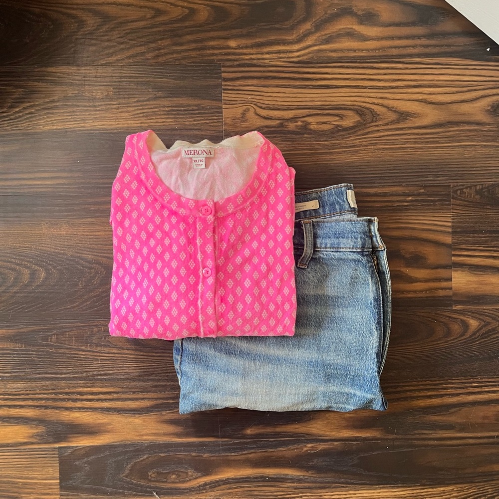 Bright pink button down cardigan